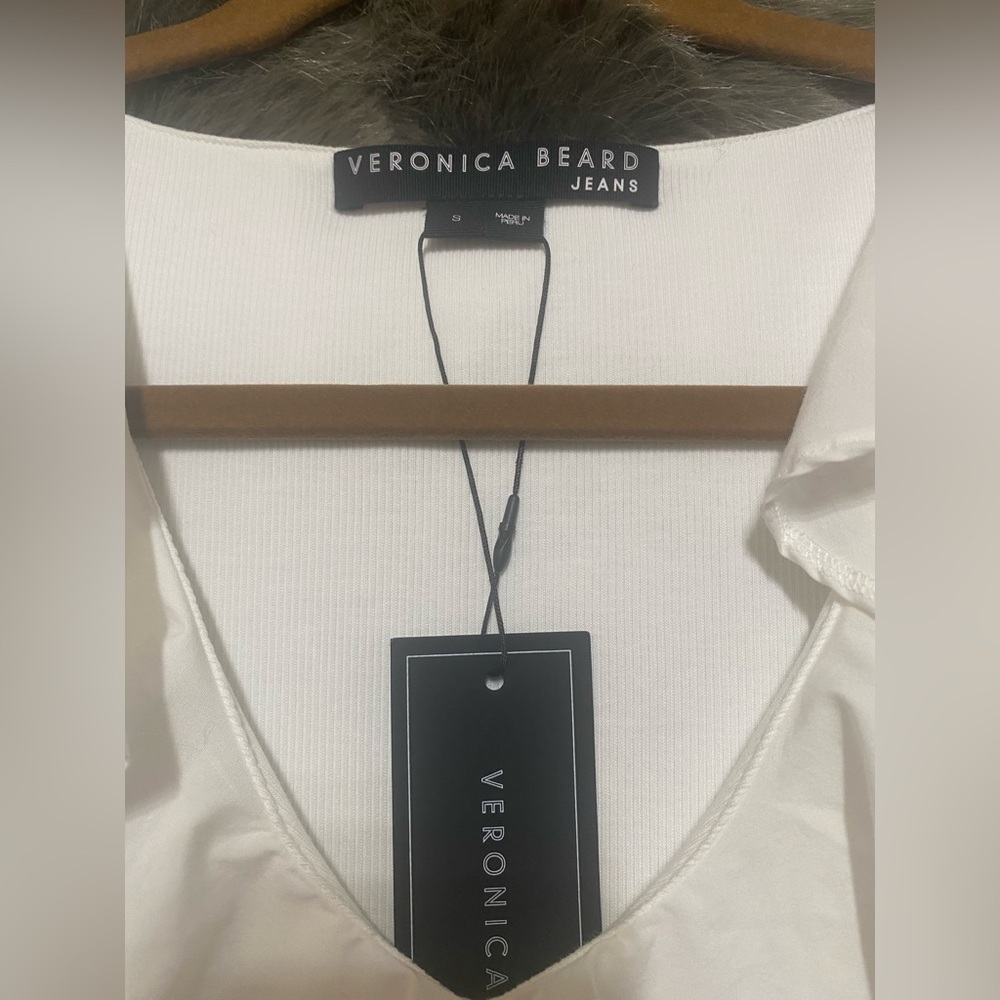 ⭐️NWT⭐️ Veronica Beard Strata Ruffled V-Neck, Size S - Picture 10 of 13